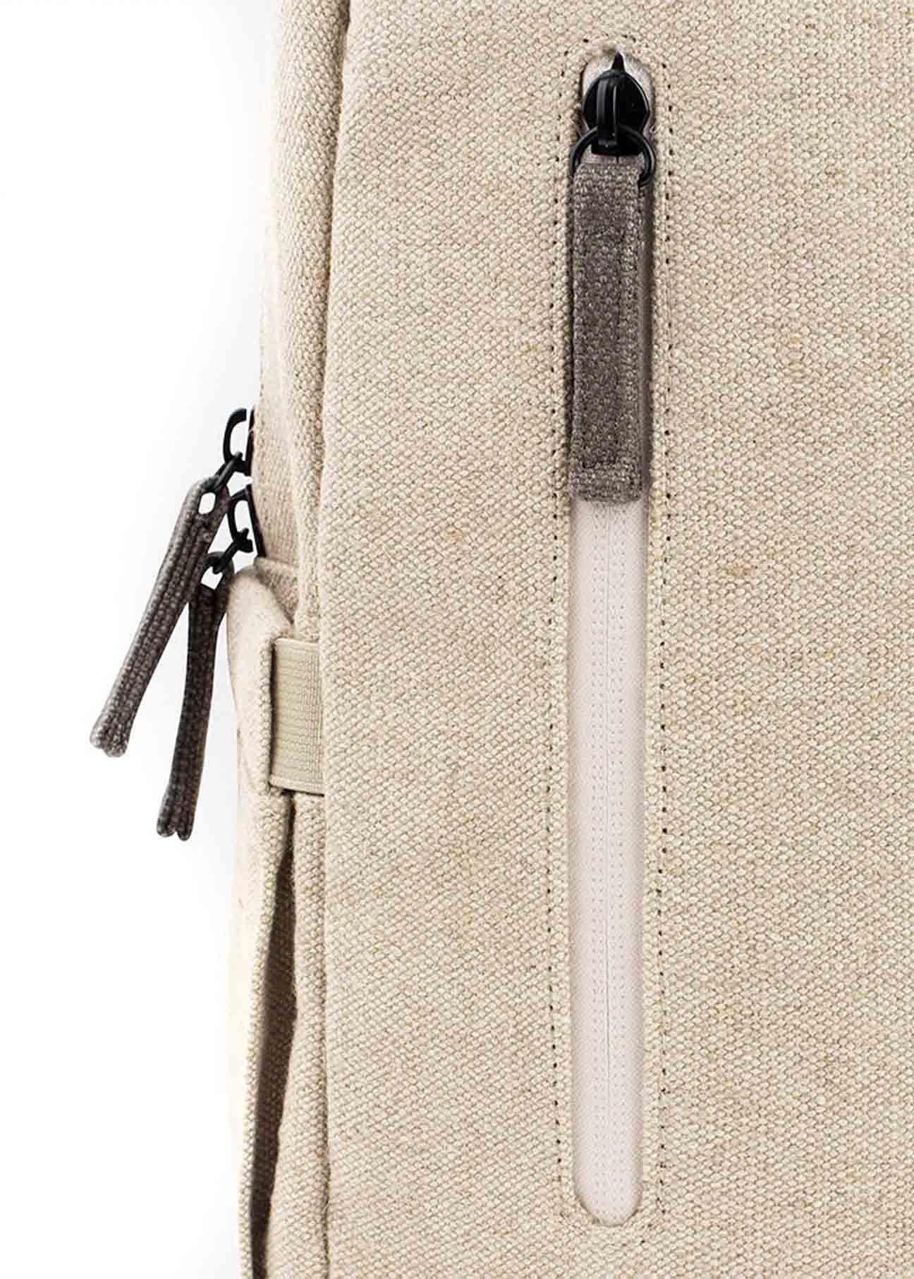 Mochila pequeña de cáñamo en beige y verde
