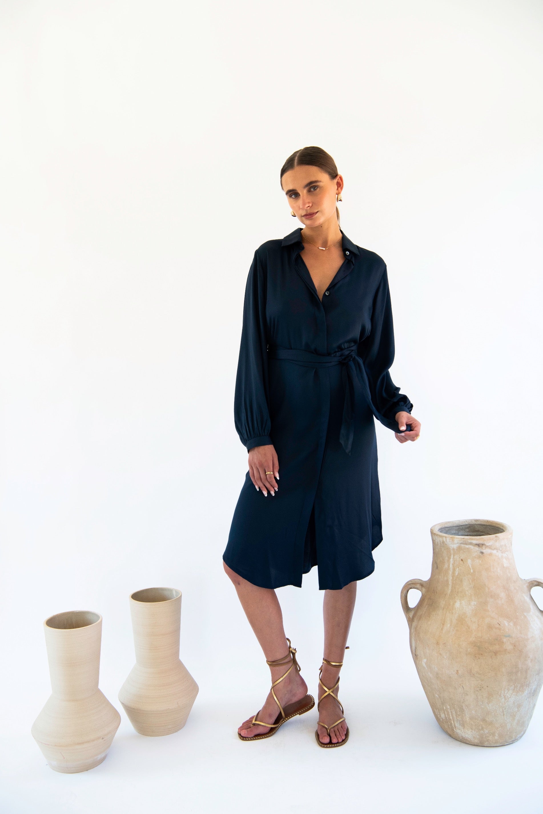 Stella Shirt Dress - Satin Tencel-Neu Nomads