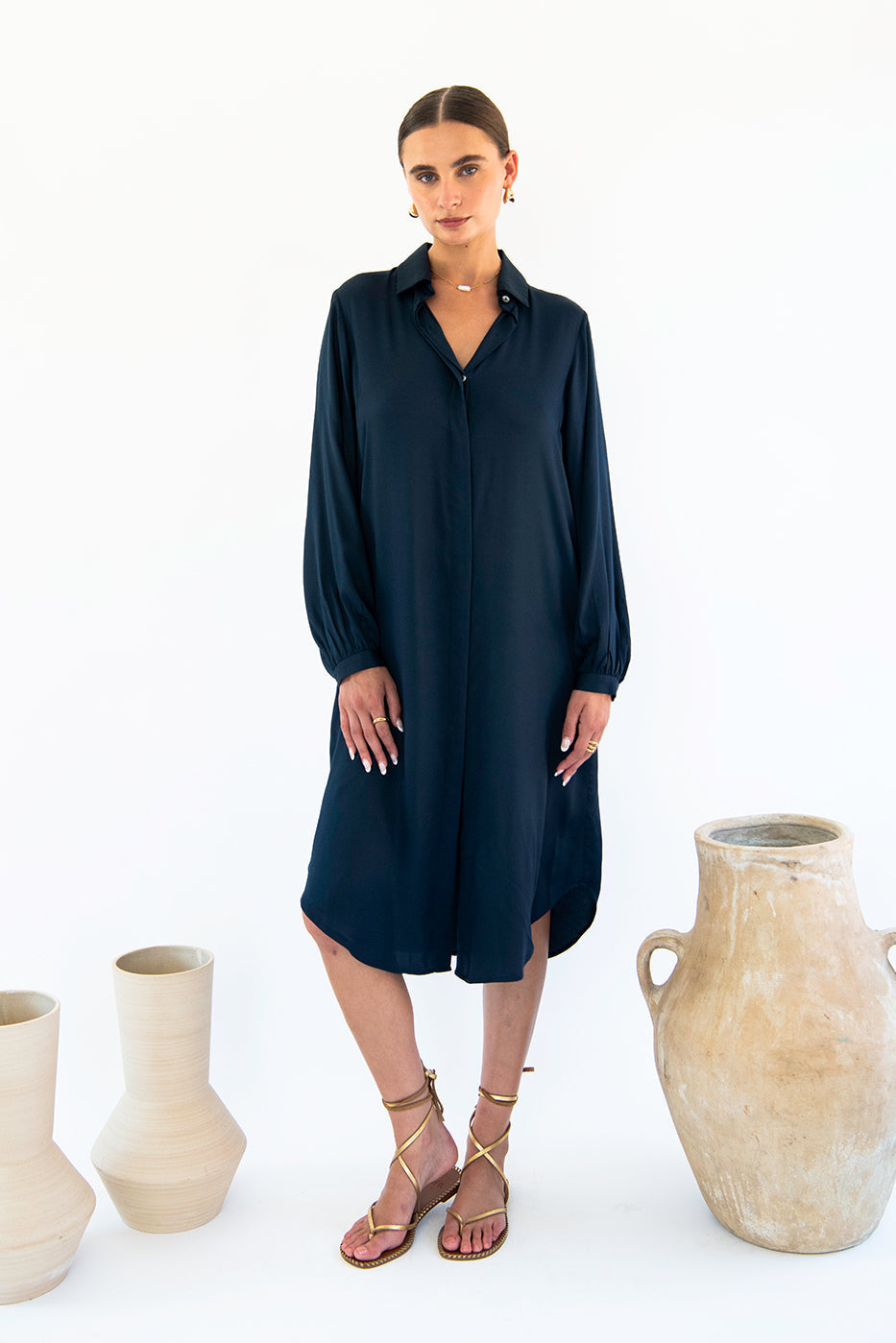 Stella Shirt Dress - Satin Tencel-Neu Nomads