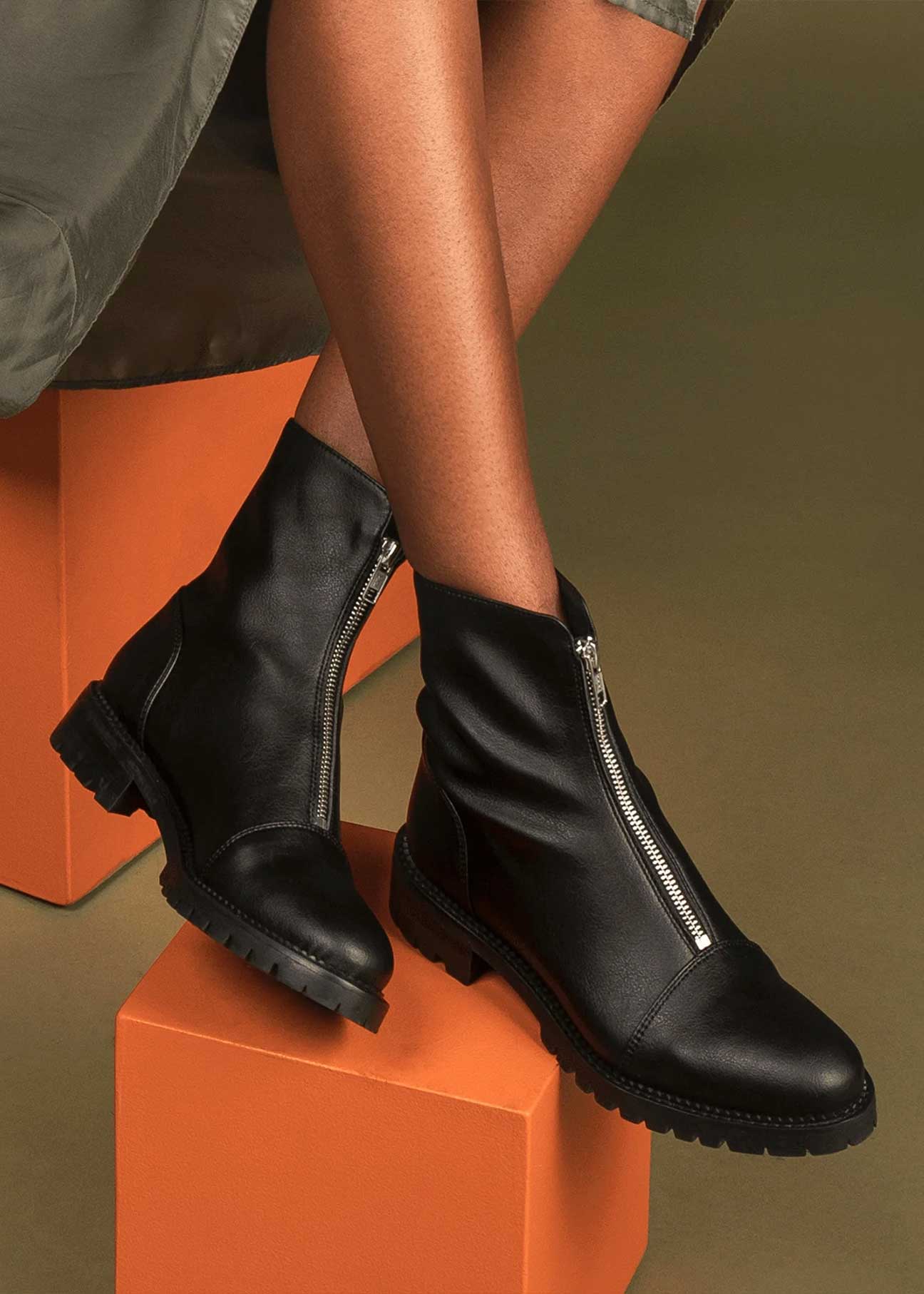 Tecla Botines de Cuero Vegano para Mujer en Negro Nae Vegan