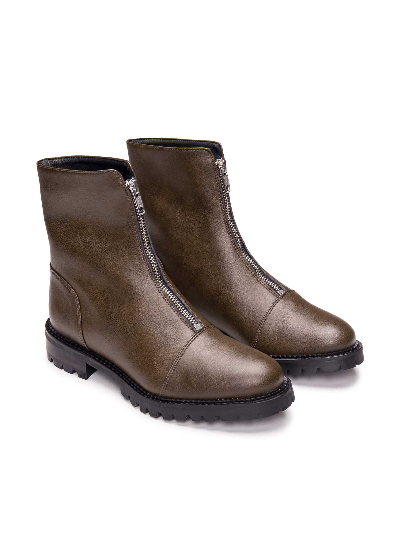 Tecla Vegan Ankle Boots Green/Brown - Ecomarket.com