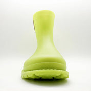 Front view of Thies Bio Rain Boots in Lime green, featuring the vegan boots' robust toe area.