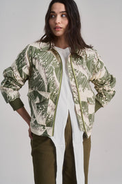 VIVI - Organic Cotton Bomber Print - Green Wave