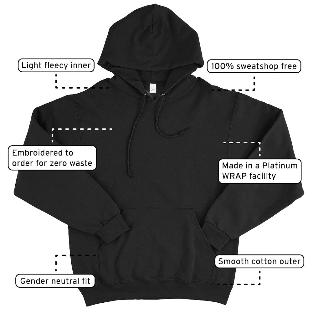 Vegan Outfitters Embroidered Hoodie in Charcoal - Unisex