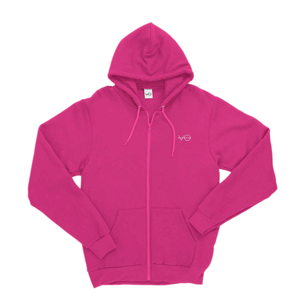 Vegan Outfitters Embroidered Zipped Hoodie in Pink - Unisex