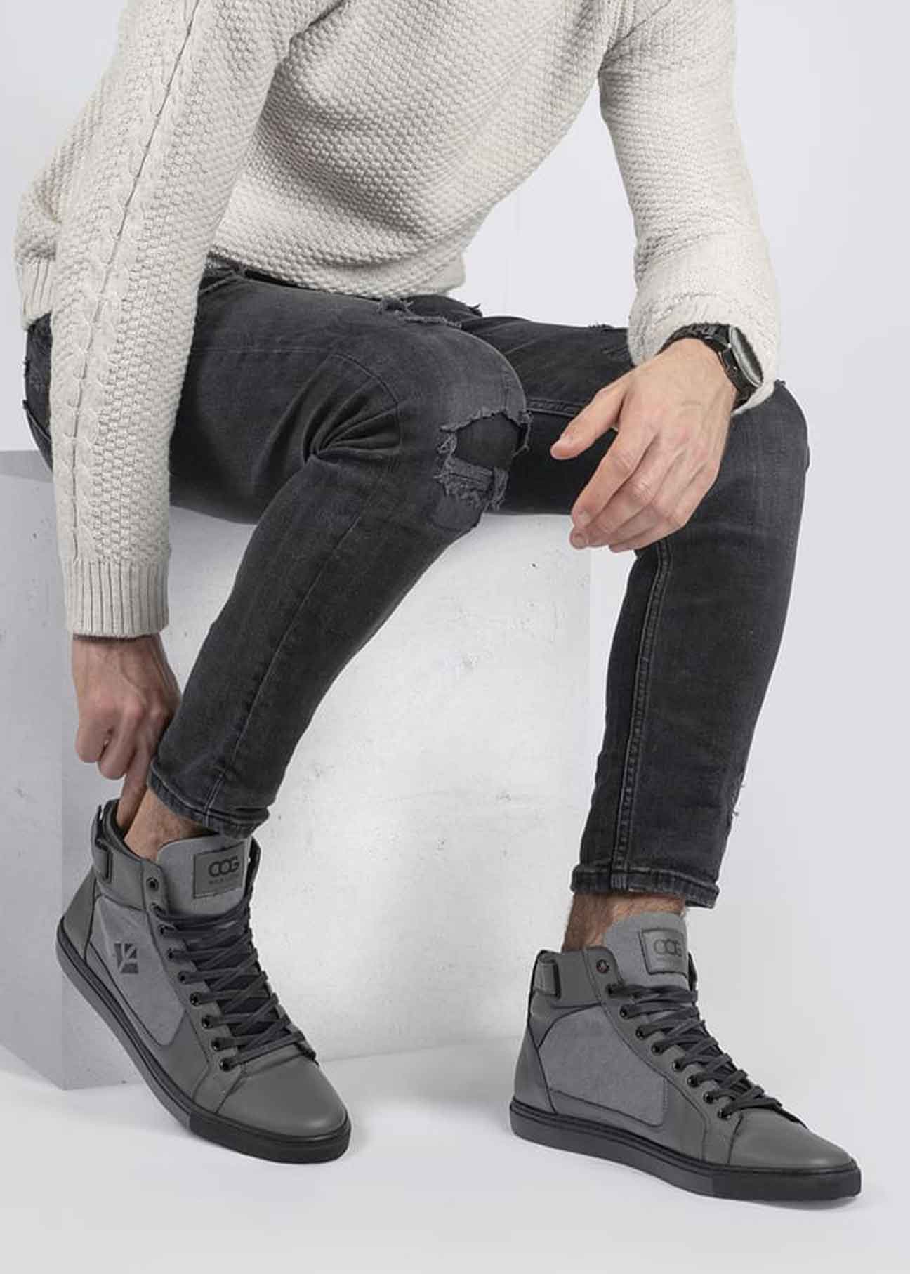 Wallace Grey Vegan High-Top Sneaker