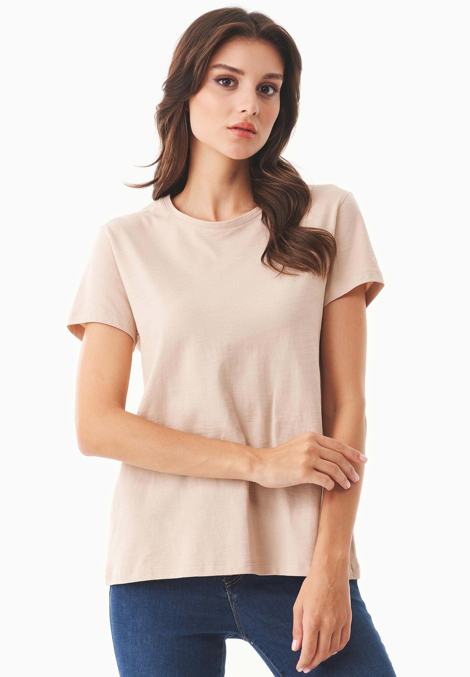 Camiseta básica en 100% algodón orgánico en beige