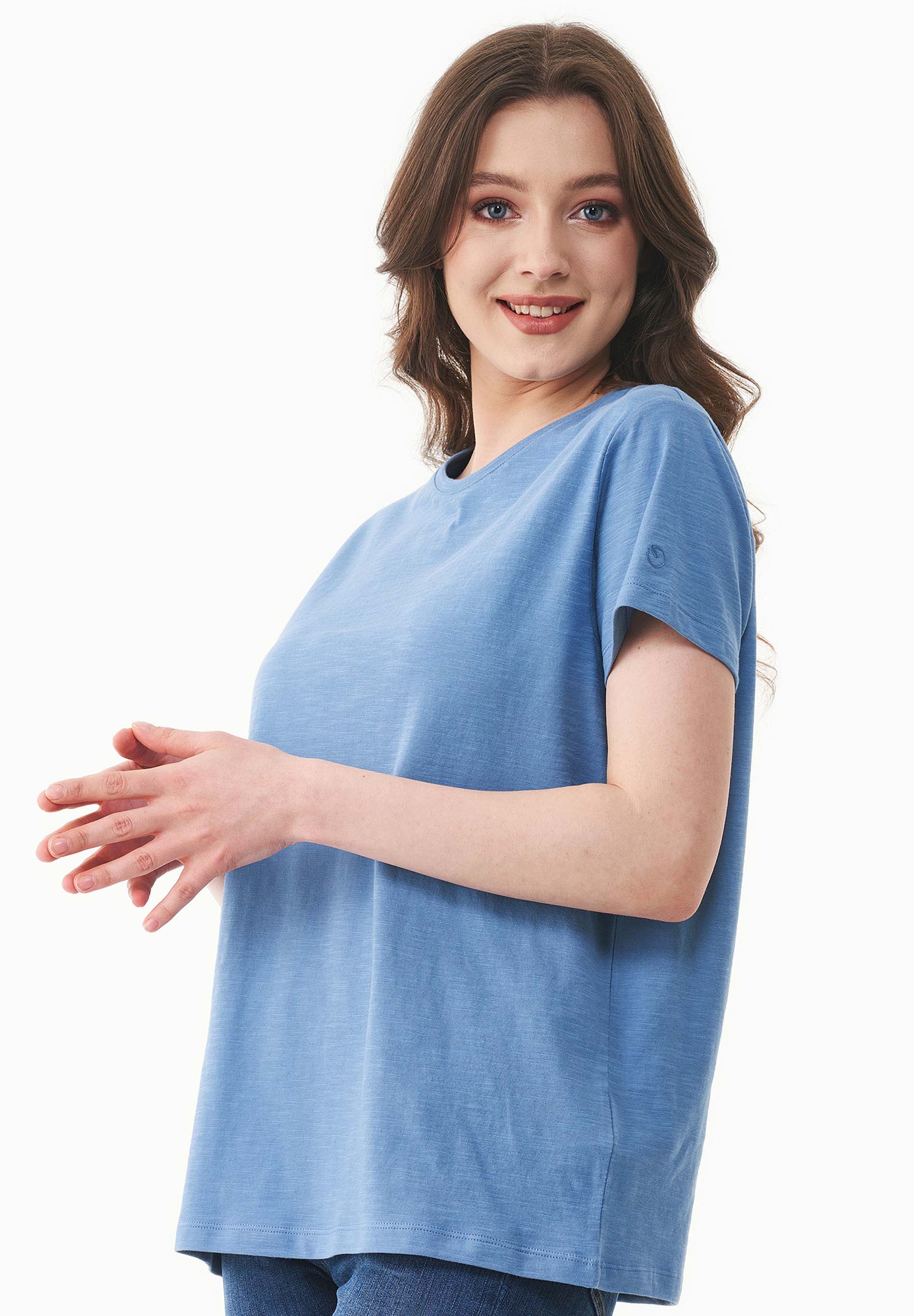 Camiseta básica en 100% algodón orgánico en azul coronet
