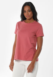 Camiseta básica en 100% algodón orgánico en rosa desierto