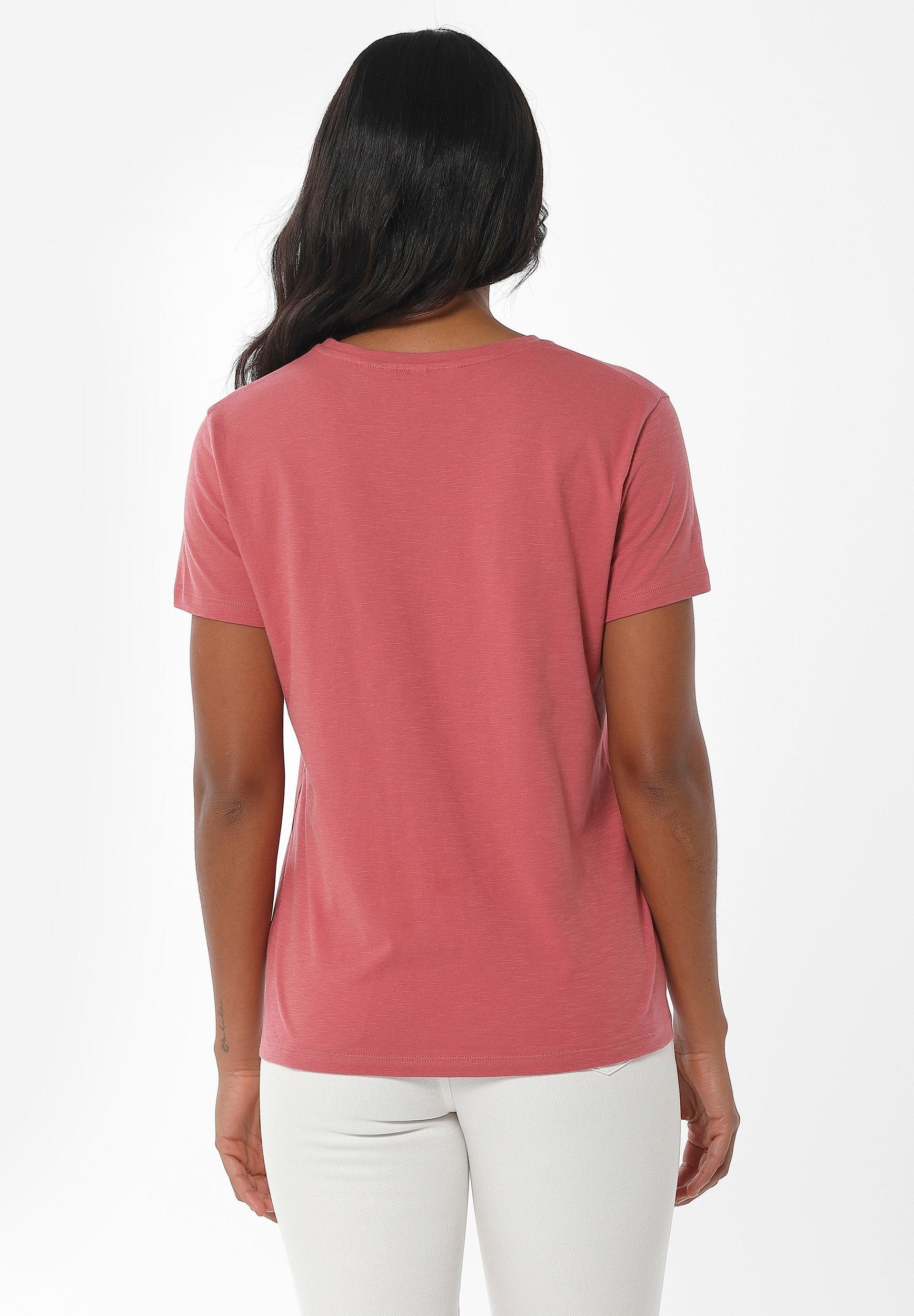 Camiseta básica en 100% algodón orgánico en rosa desierto