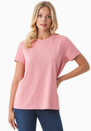 Camiseta básica en 100% algodón orgánico en rosa flamenco