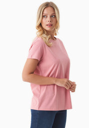 Camiseta básica en 100% algodón orgánico en rosa flamenco