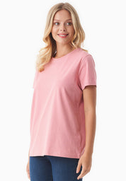 Camiseta básica en 100% algodón orgánico en rosa flamenco