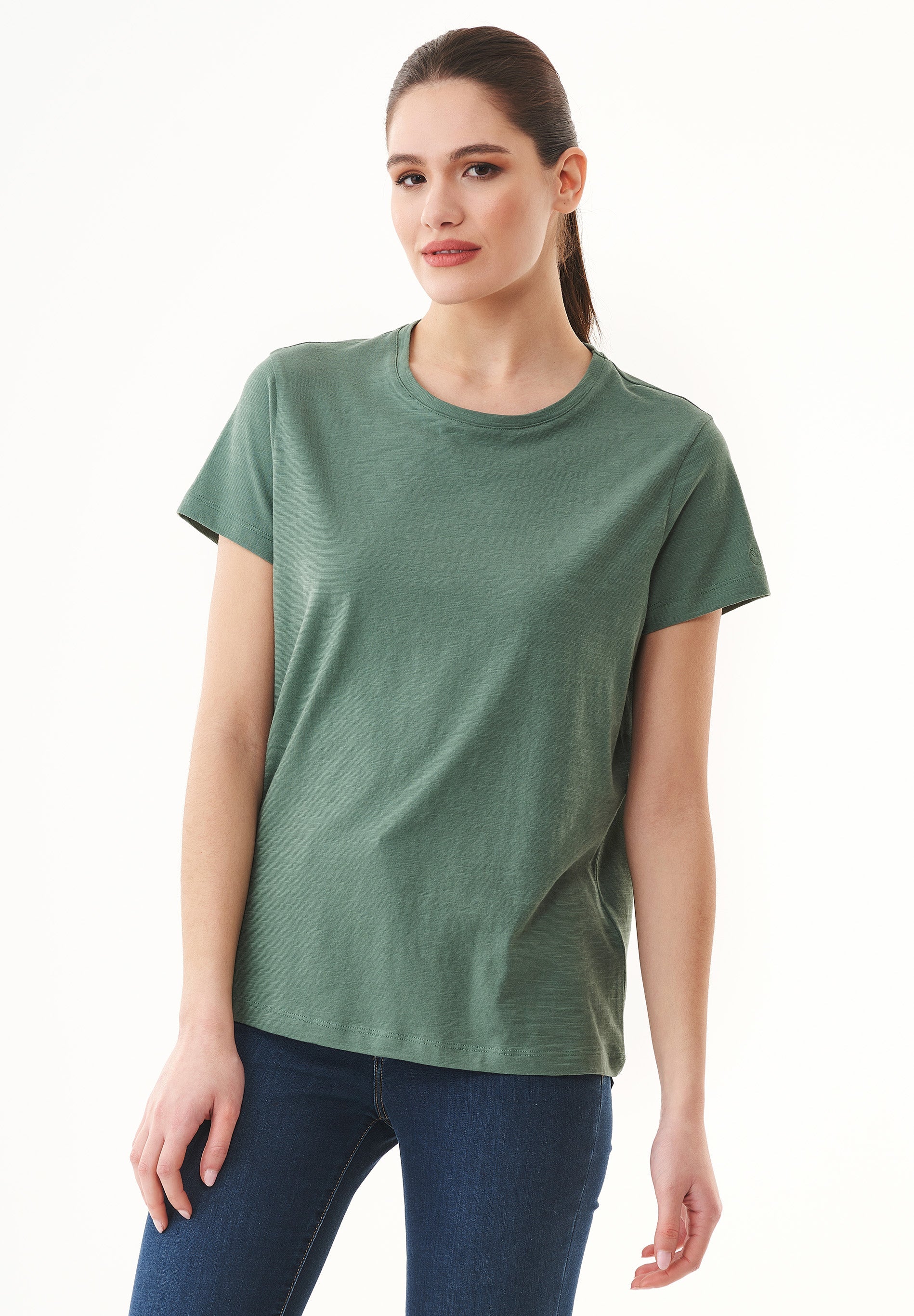 Camiseta básica en 100% algodón orgánico en té verde