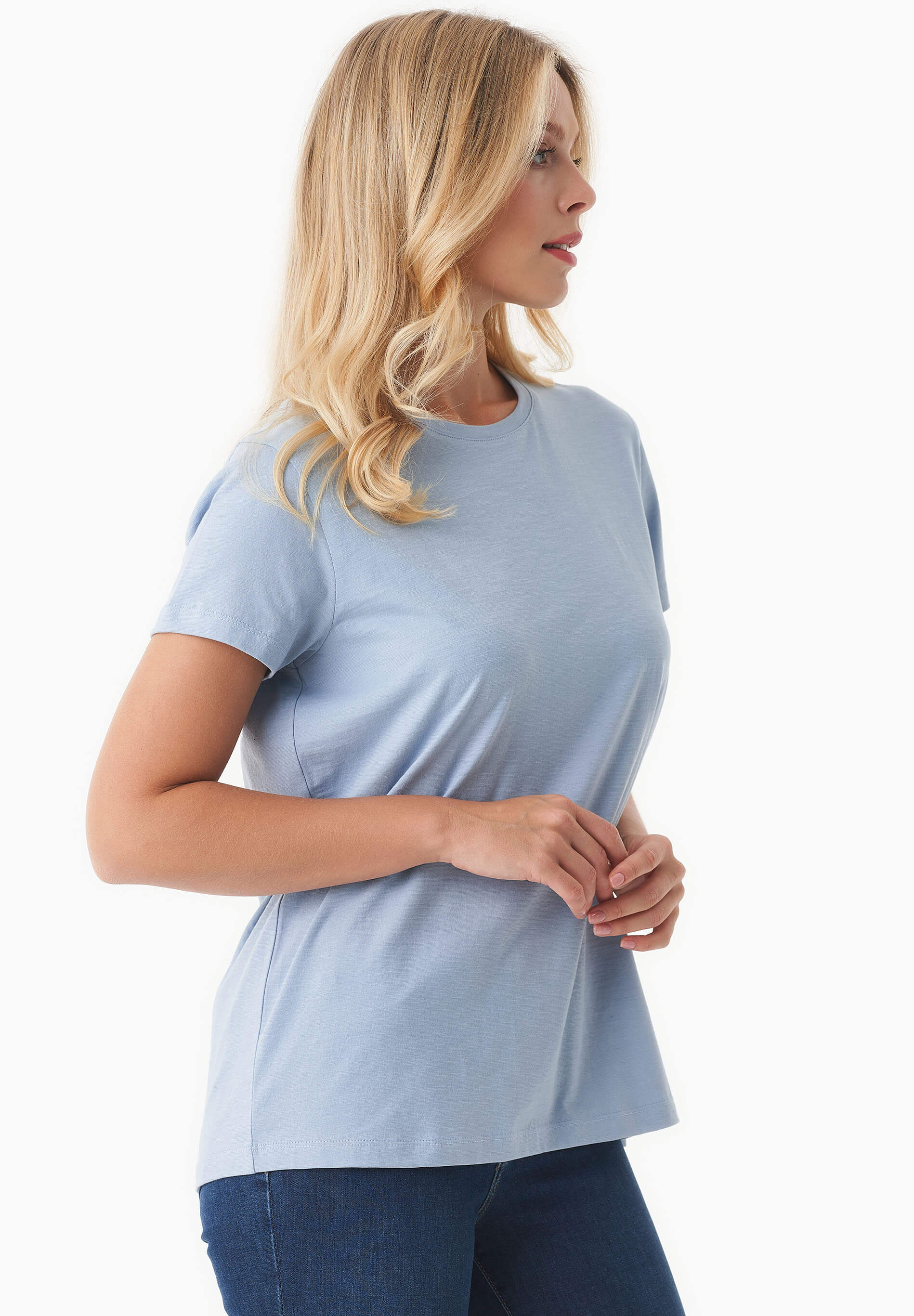 Camiseta básica en 100% algodón orgánico en azul hielo