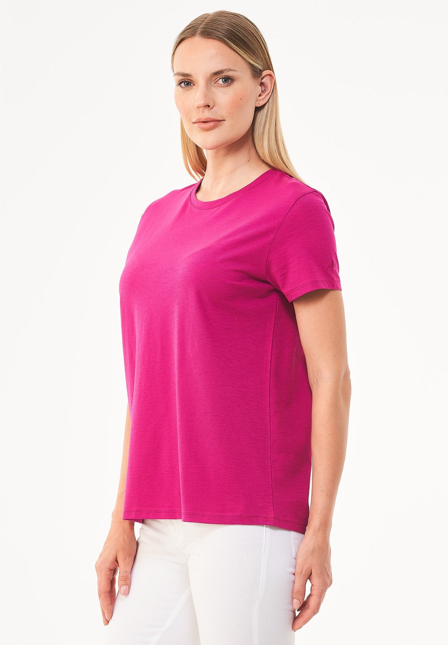 Camiseta básica en 100% algodón orgánico en frambuesa
