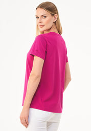 Camiseta básica en 100% algodón orgánico en frambuesa