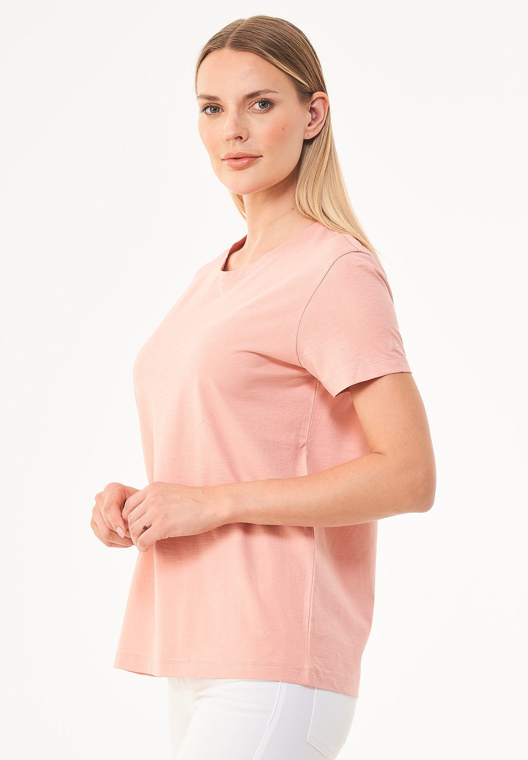 Camiseta básica en 100% algodón orgánico en rosa salmón