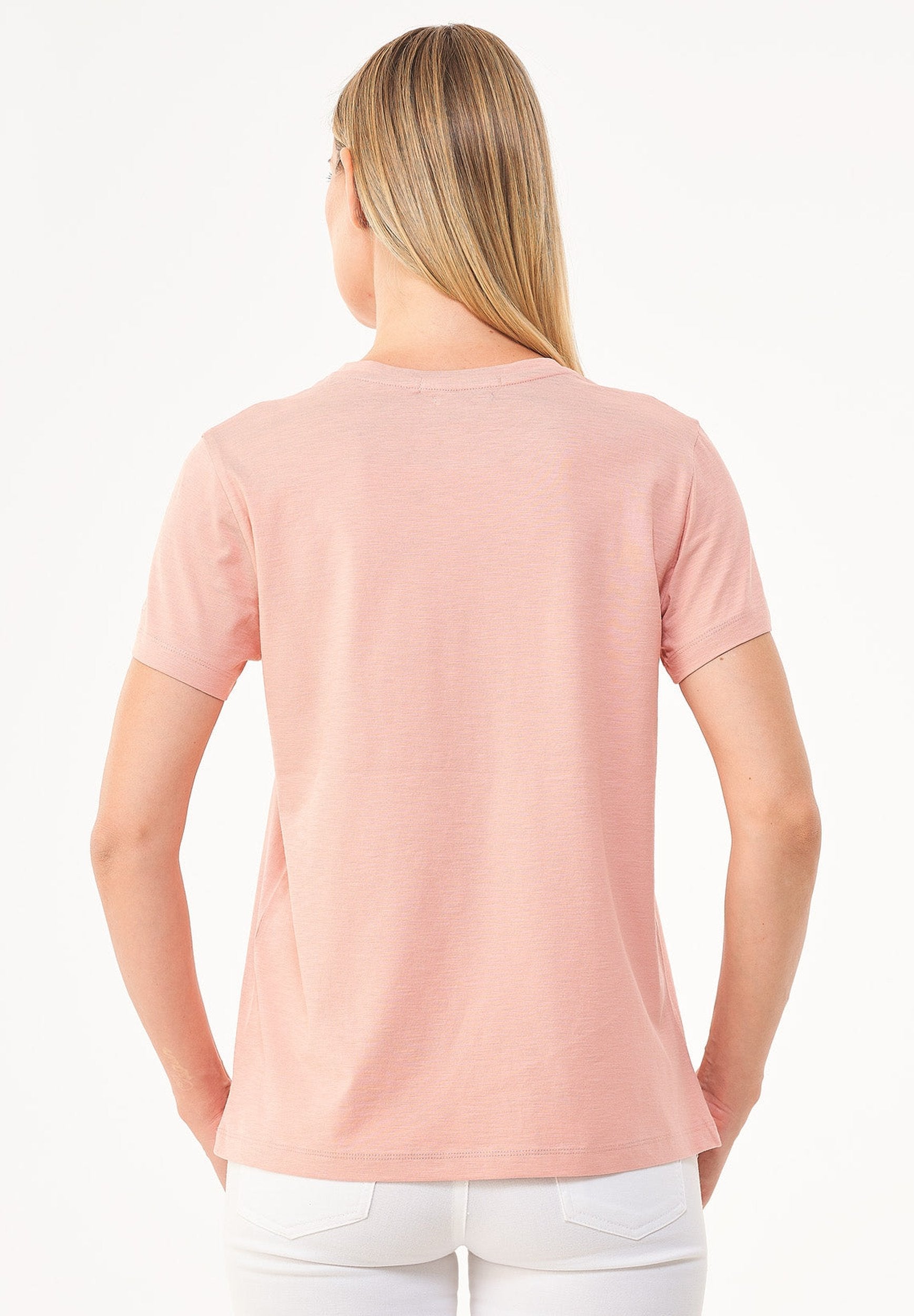 Camiseta básica en 100% algodón orgánico en rosa salmón