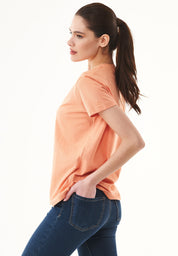 Camiseta básica en 100% algodón orgánico en coral