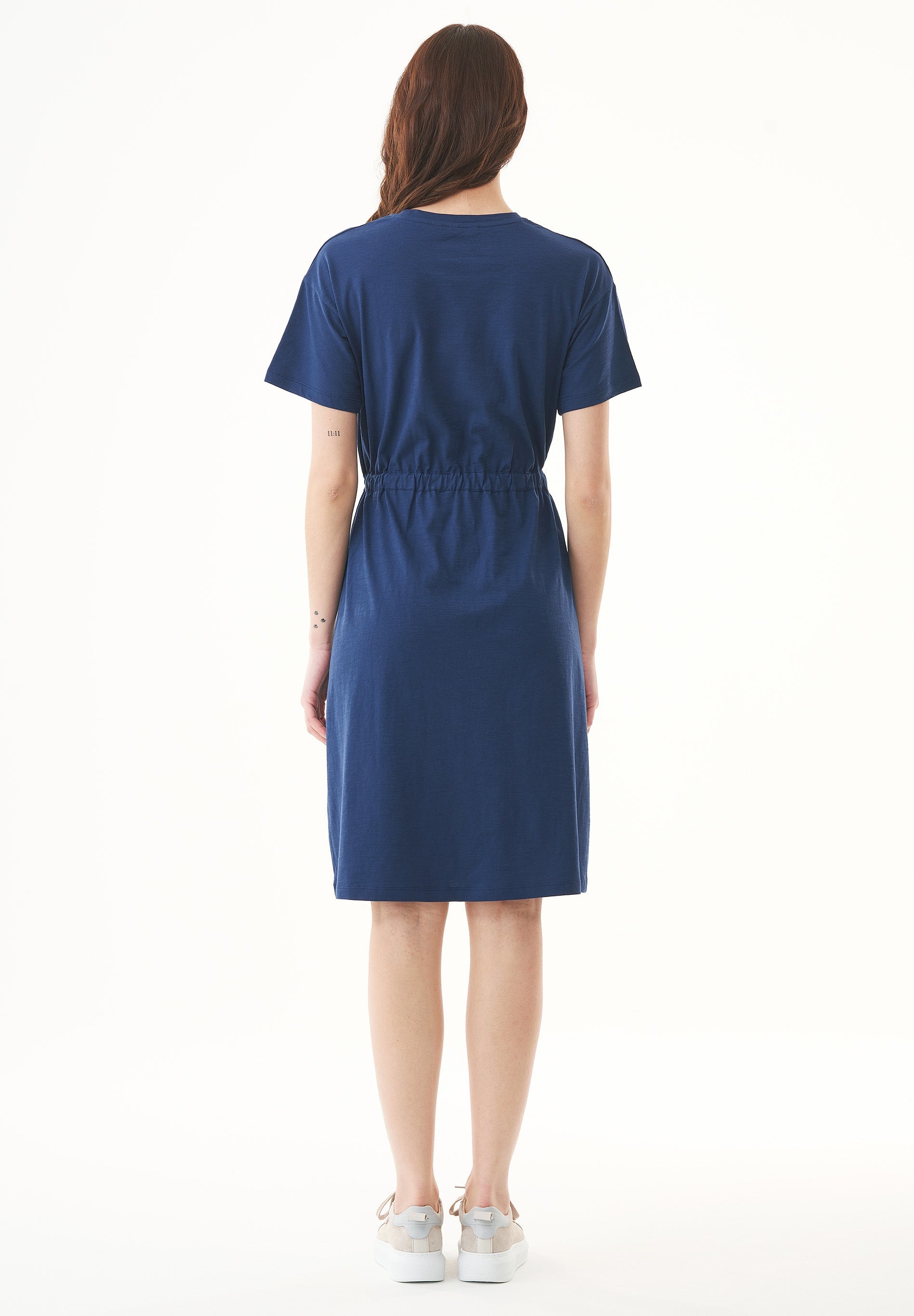Women's Organic Cotton Slub Jersey Dress in Navy Blue – Ecomarket.com