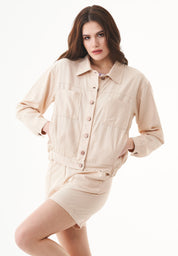 Shirt Jacket in TENCEL™ Lyocell & Organic Cotton Gabardine in beige