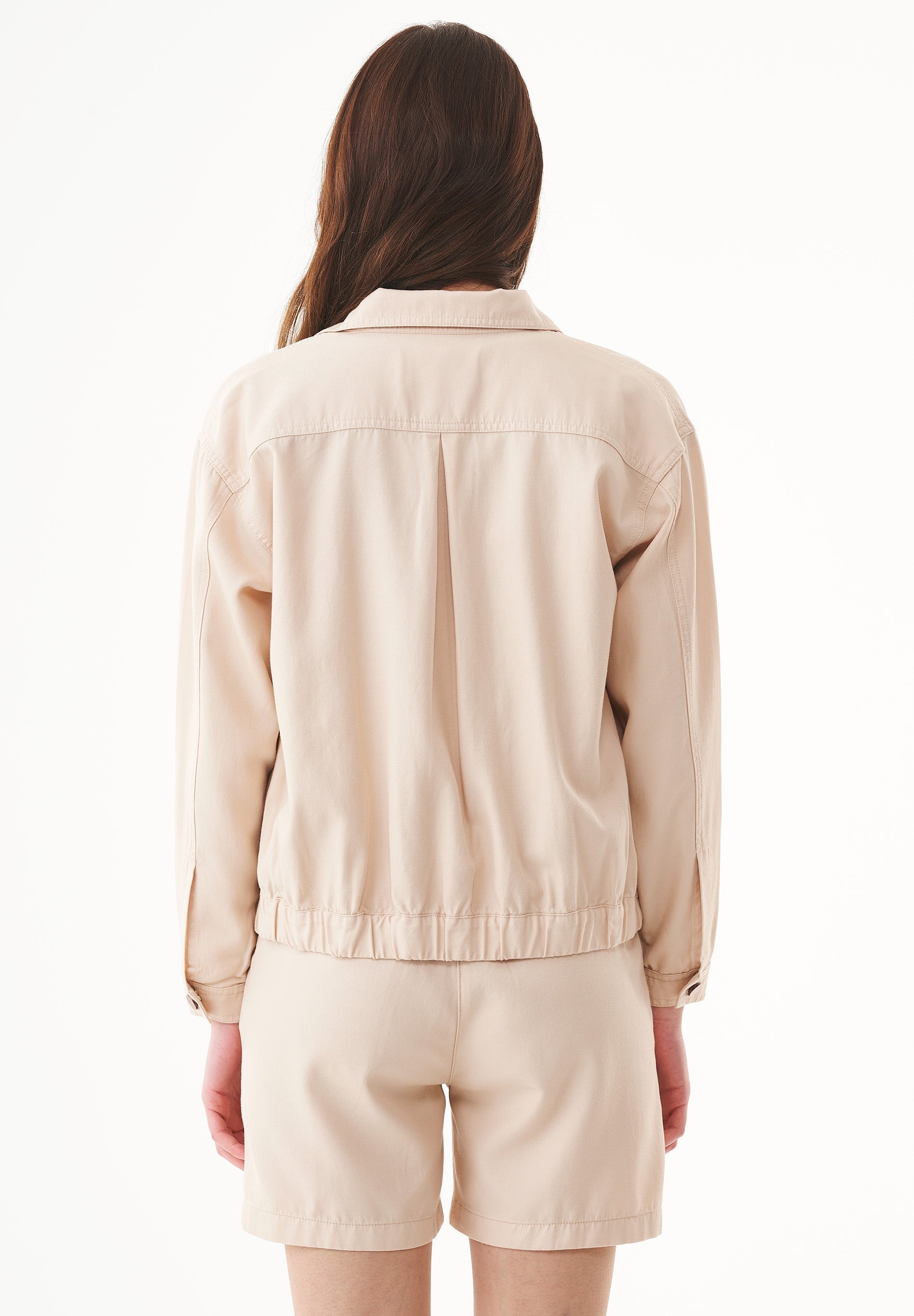 Shirt Jacket in TENCEL™ Lyocell & Organic Cotton Gabardine in beige