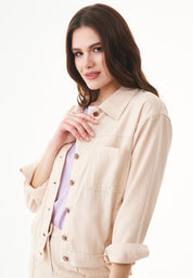 Shirt Jacket in TENCEL™ Lyocell & Organic Cotton Gabardine in beige