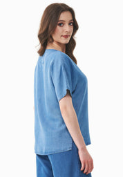 Blusa con aspecto de mezclilla en TENCEL™ Lyocell