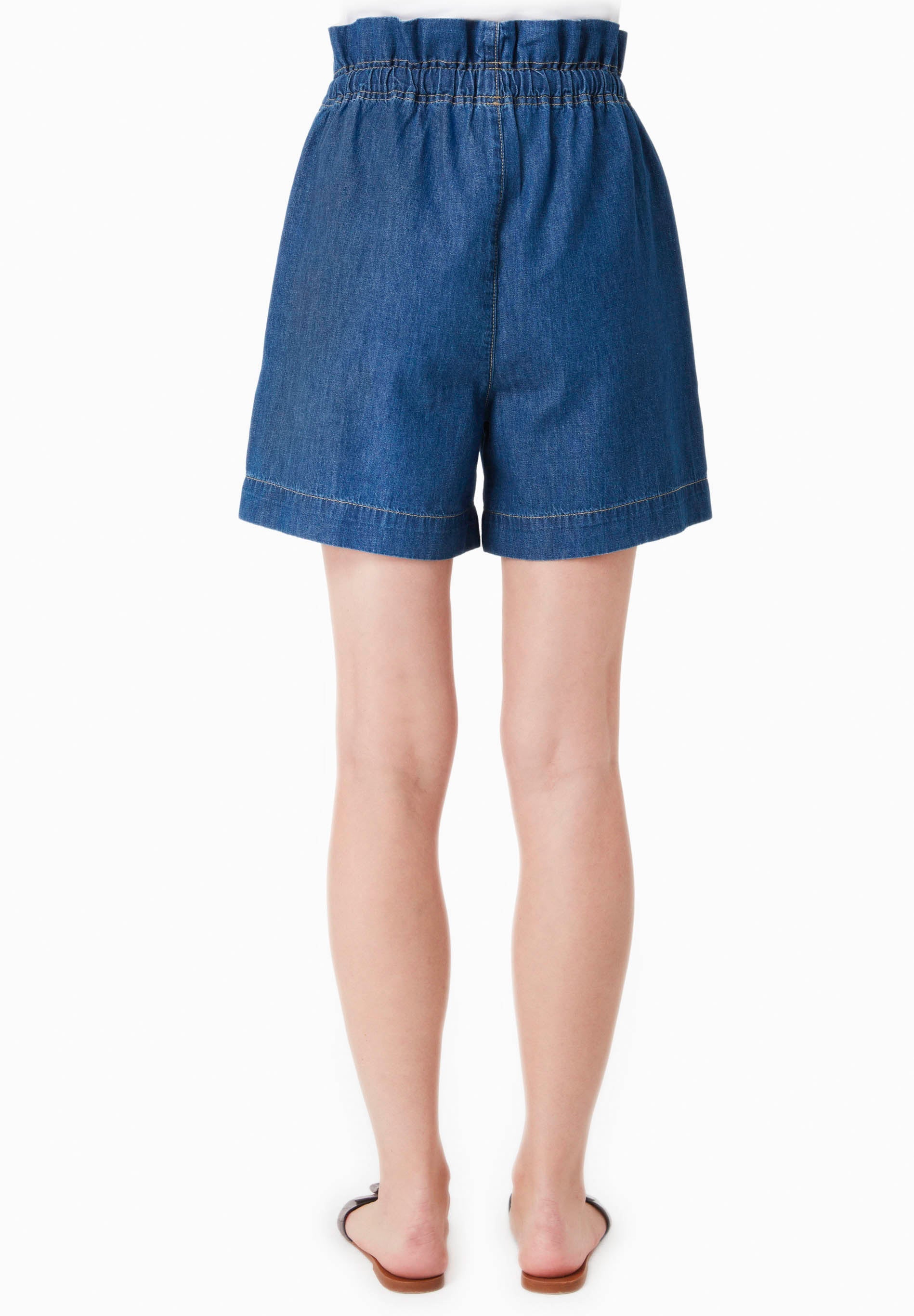 Organic Cotton Denim Shorts with Drawstring Waist Medium wash