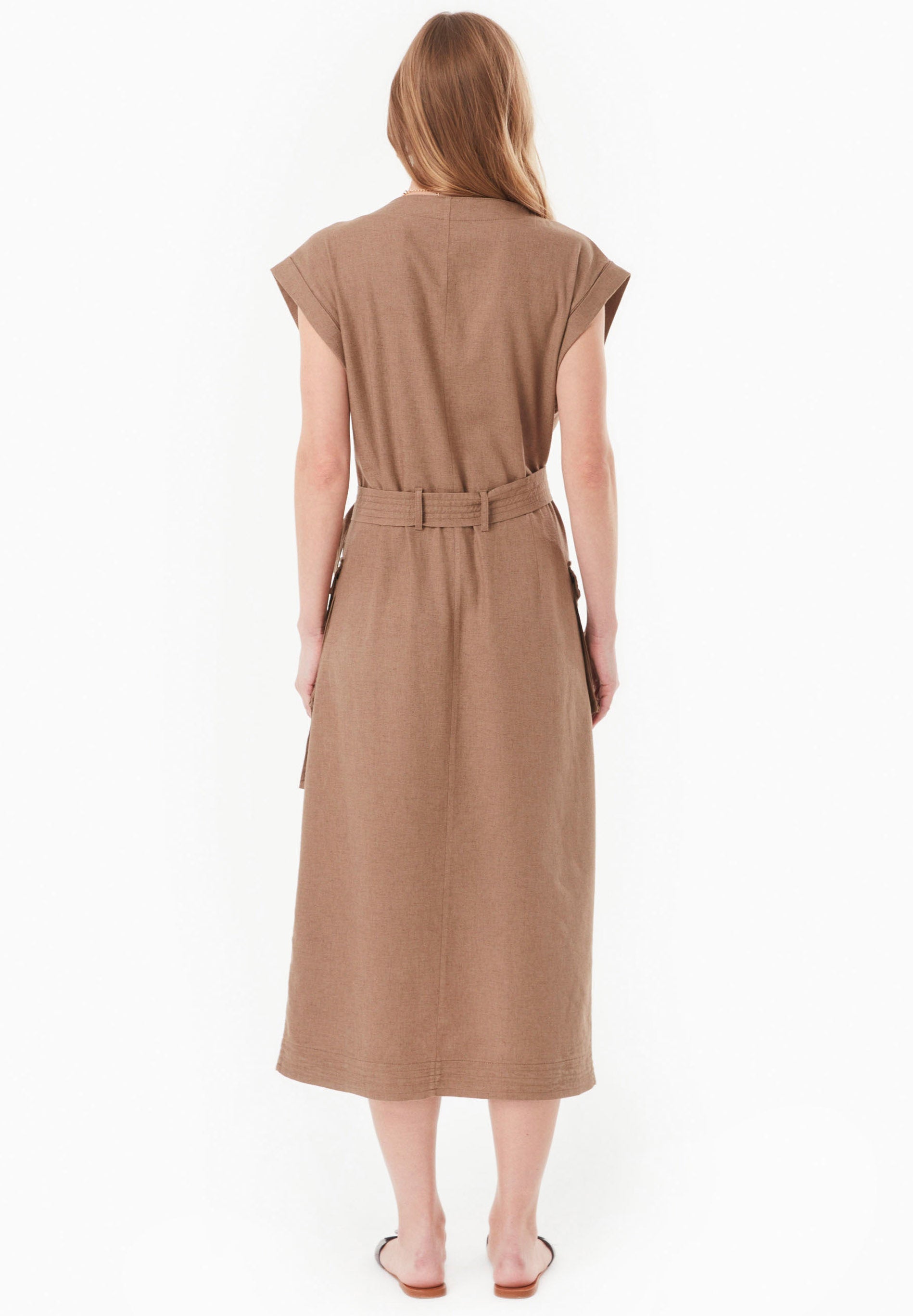 brown linen wrap dress Anna Wrap Linen Dress – ECOFORIA