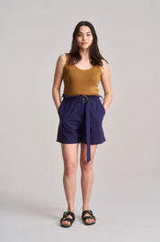 NALA - Pantaloncini in garza di cotone - Blu navy solido