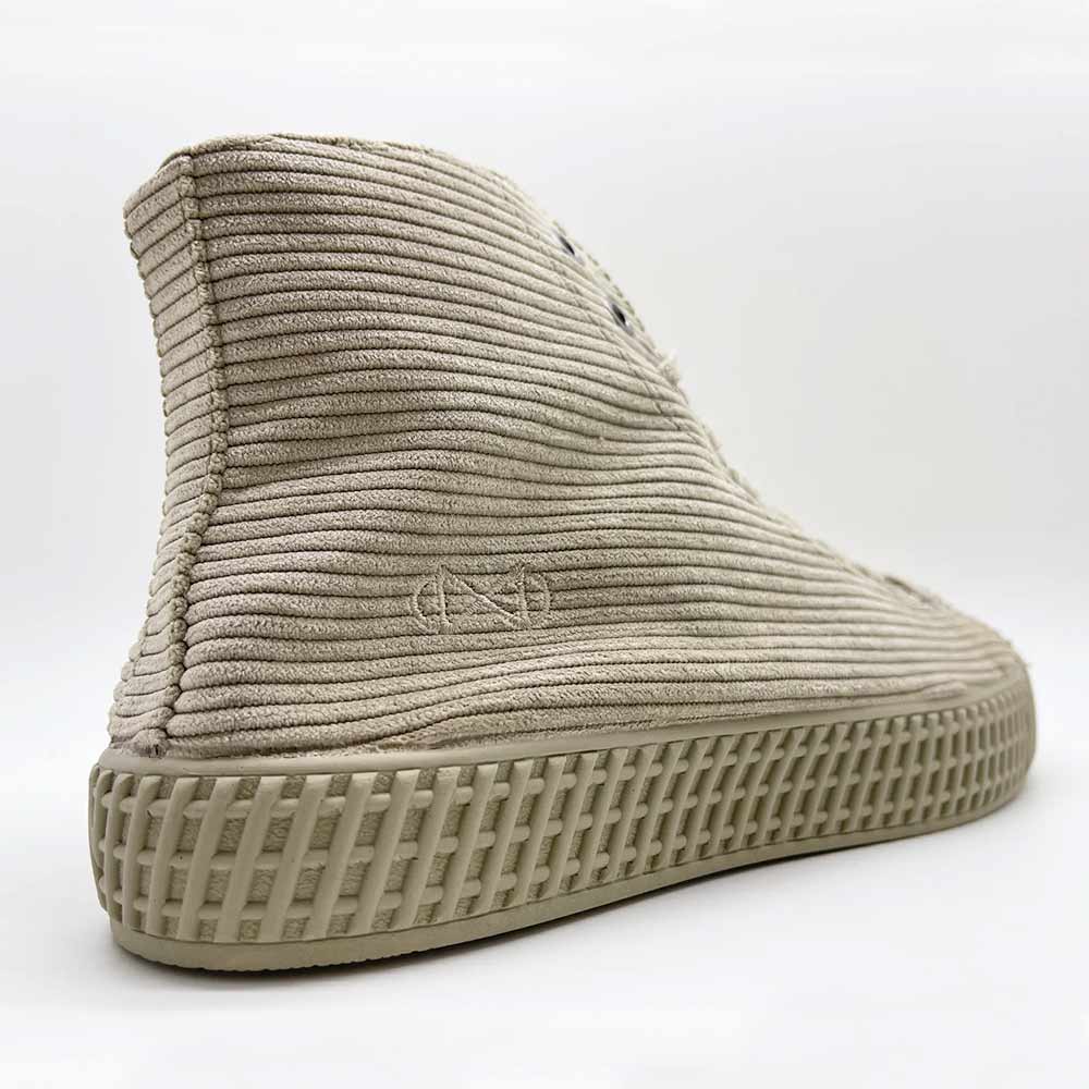 Sustainable shoes by nat2, model Cord Stone, rear angle.